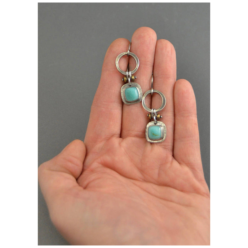 Vintage Turquoise Earrings Texture Handmade