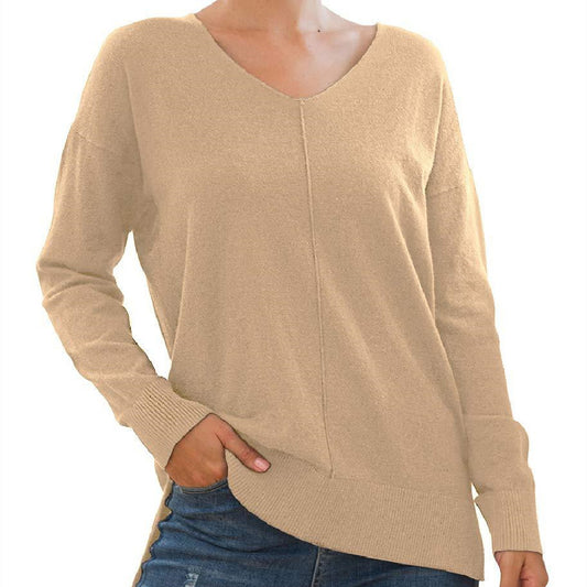 V-neck Batwing Sleeve Knitted Sweater