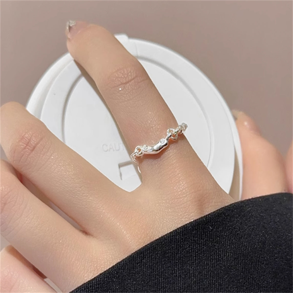 Love Stitching Chain Ring Female Niche Design