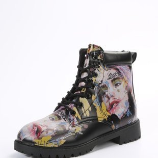 Women's Multi-color Printing Fashion Martin Boots