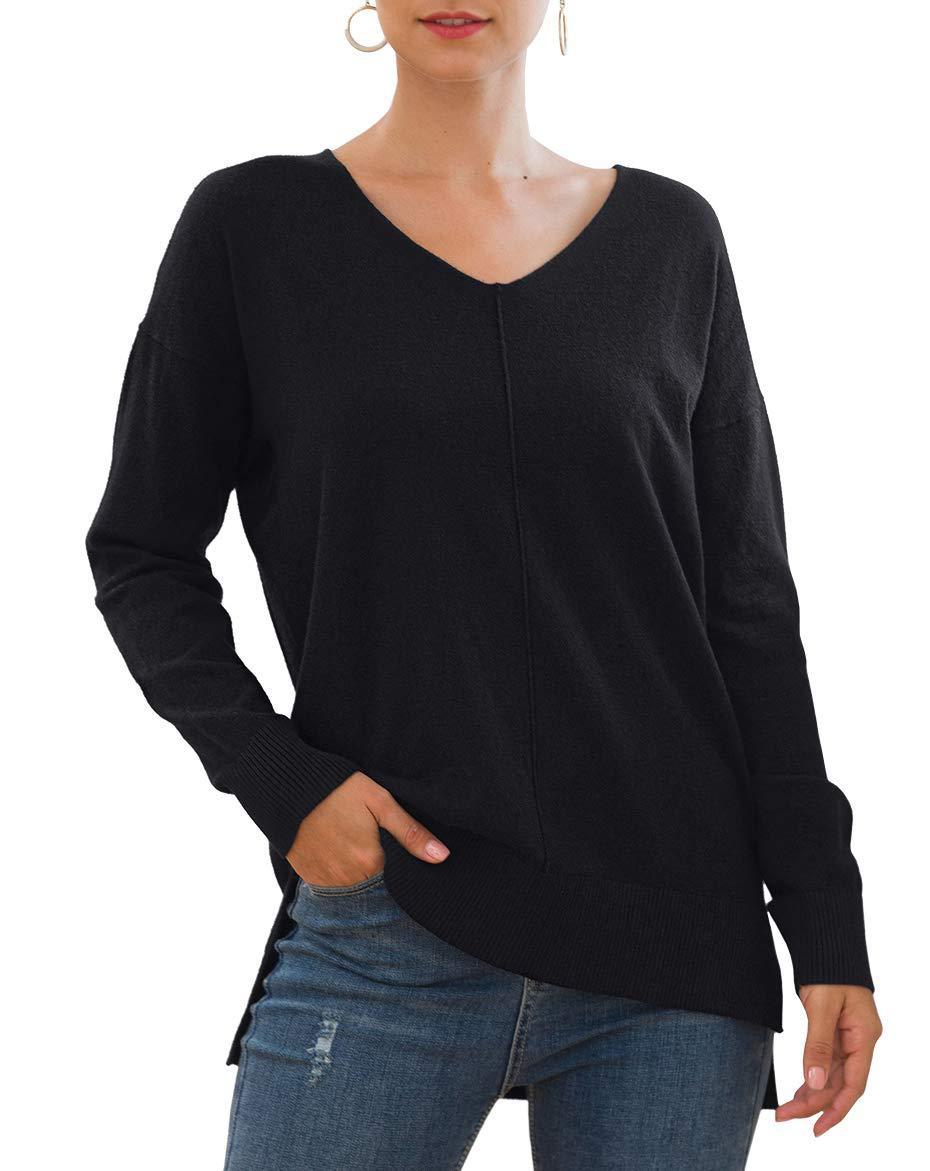 V-neck Batwing Sleeve Knitted Sweater