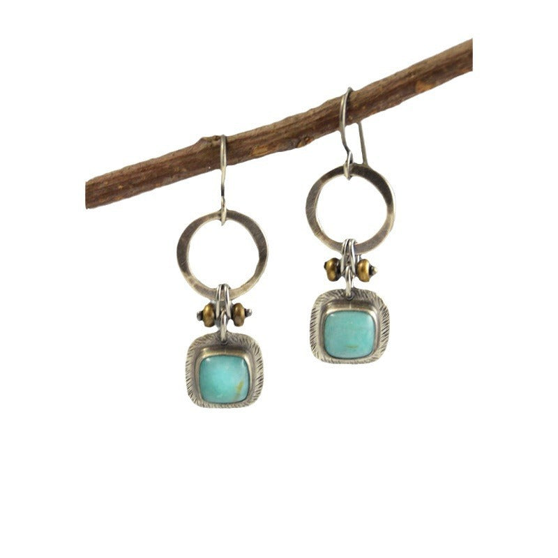 Vintage Turquoise Earrings Texture Handmade