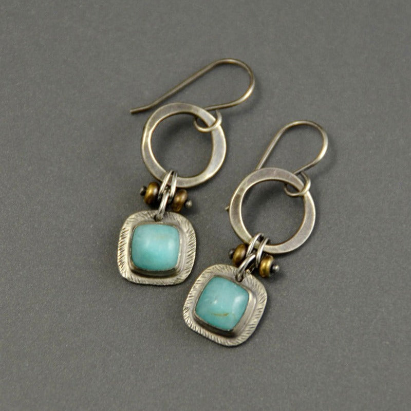 Vintage Turquoise Earrings Texture Handmade