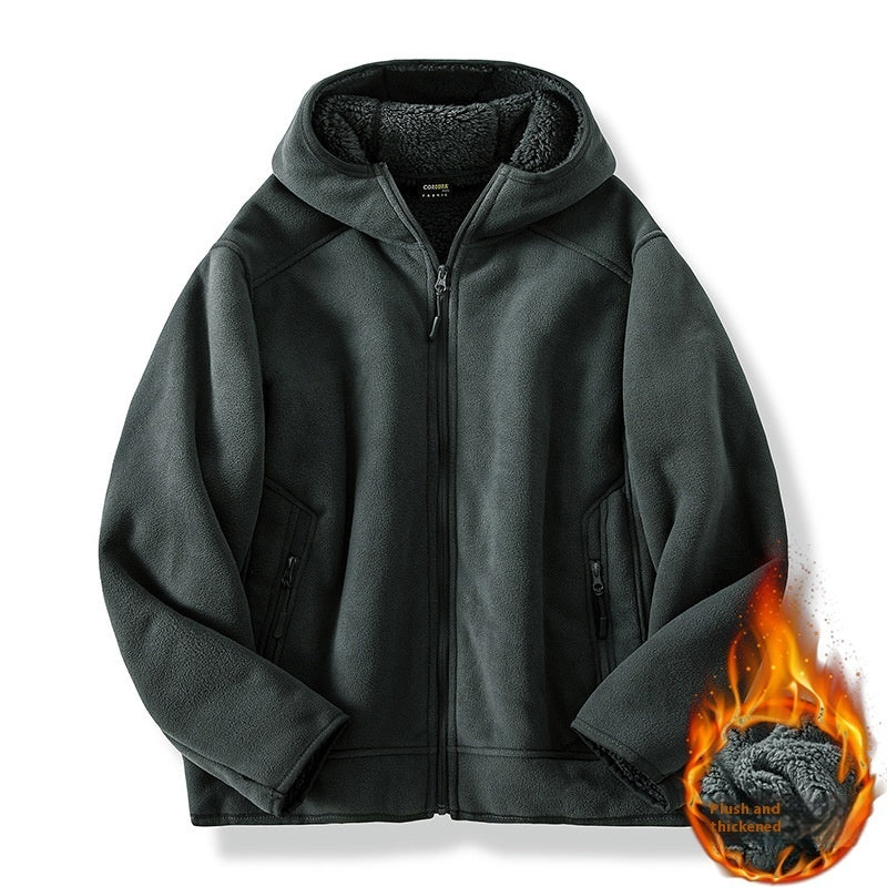 New Men's Autumn And Winter Polar Fleece Jacket Warm Jacket Cotton-padded Coat