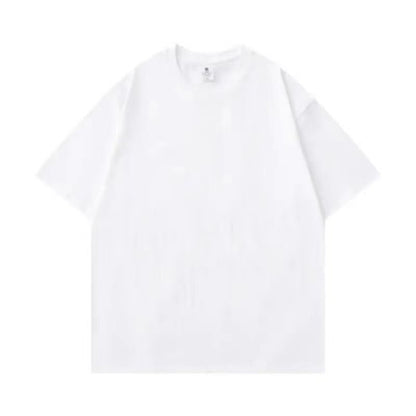 Plus Size Cotton Men's Blank T-Shirt White Oversized Retro Solid Color T-Shirt Large Size Men's Women's Fashion Short Sleeve Men's T-Shirt